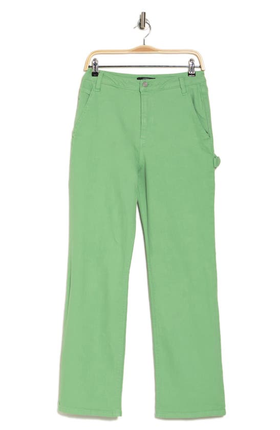 Shop Afrm Fez High Waist Utility Straight Leg Jeans In Kelly Green