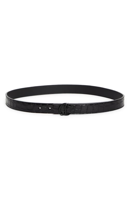 Christian Louboutin Cl Logo Leather Belt In Black/black