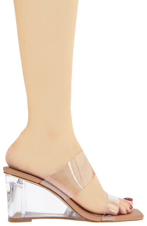 Bcbg Lorie Wedge Slide Sandal In Clear/tan