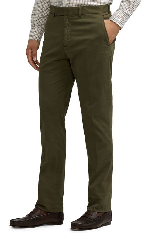 Shop Ralph Lauren Purple Label Flat Front Stretch Cotton Chinos In Thicket Moss