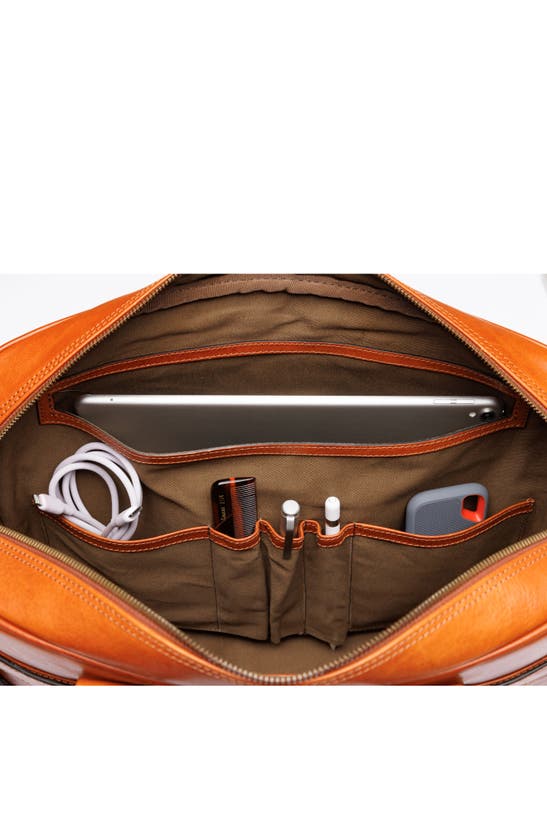 Shop Bosca Italia Stringer Leather Briefcase In Amber