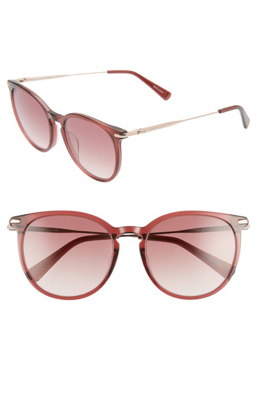 Shop Longchamp Roseau 54mm Round Sunglasses In Ruby/brown