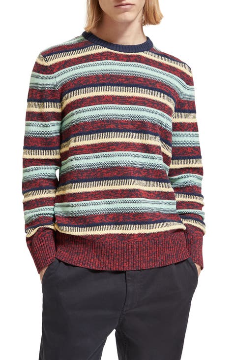 Mixed Yarn Stripe Crewneck Sweater