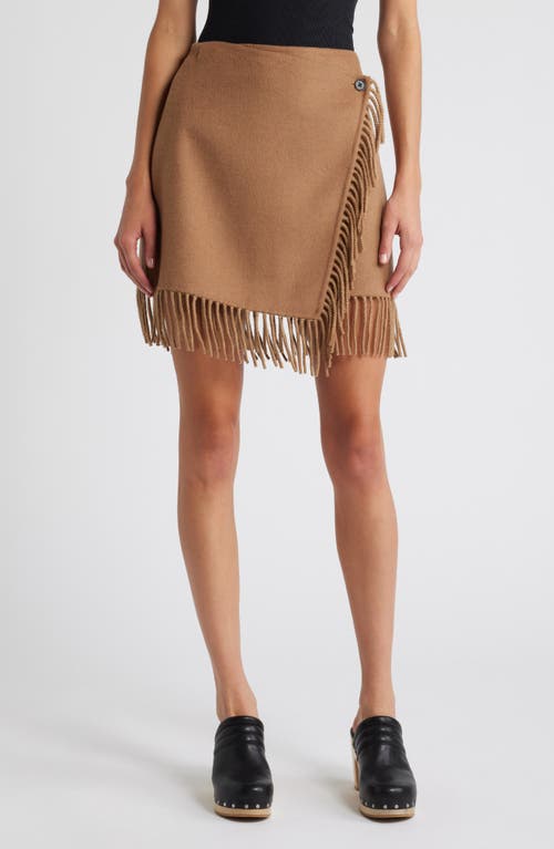 Shop Rails Vista Fringe Detail Wool Blend Skirt In Camel