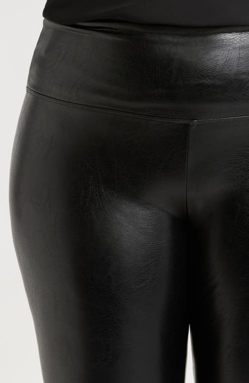 Lyssé Plus Size Textured Faux-leather Leggings In Kohl Black
