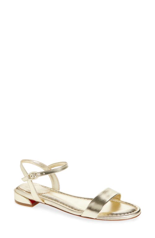 Christian Louboutin Sweet Jane Red Sole Ankle-strap Sandals In Platine/lin Platine