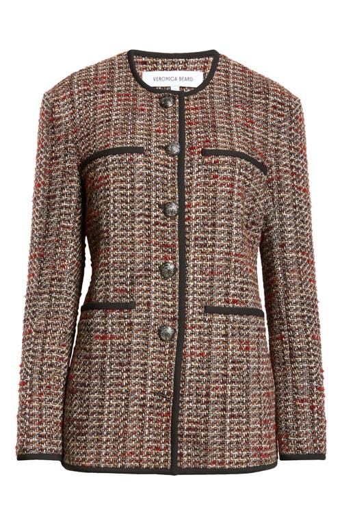 Shop Veronica Beard Watkins Tweed Dickey Jacket In Grey Multi