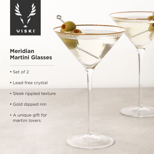 Viski Meridian Crystal Martini Glasses Set Of 2 In Clear