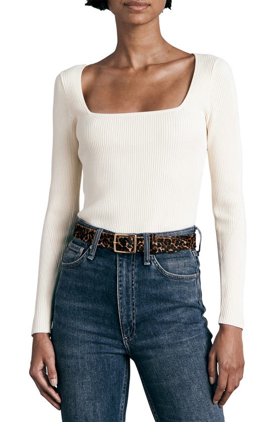 Rag & Bone Asher Square-neck Long Sleeve Tee In Ivory
