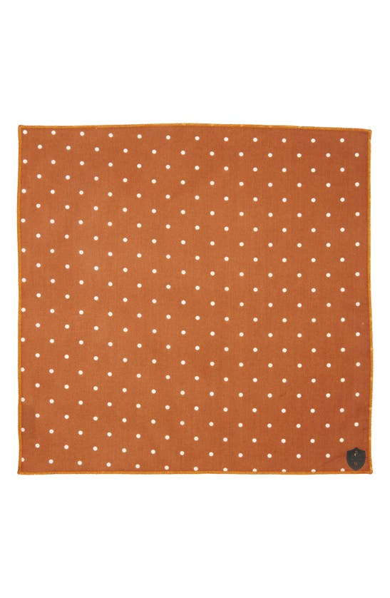 Clifton Wilson Polka Dot Cotton Pocket Square In Brown