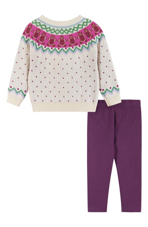 Andy & Evan Gingerbread Fair Isle Sweater & Leggings Set In White Gingerbread
