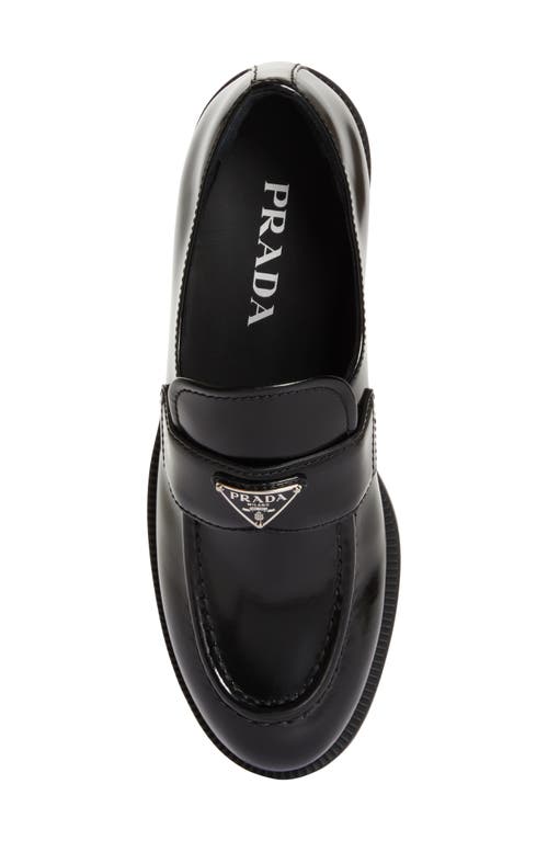 Prada Logo-plaque Leather Loafers In Nero
