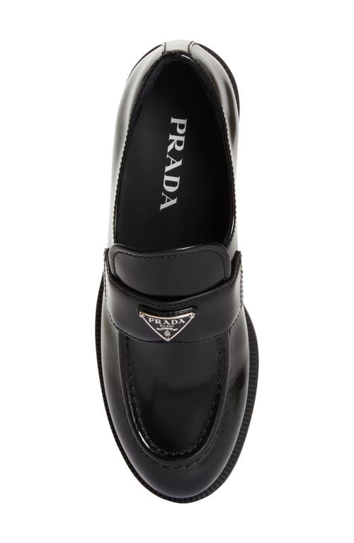 Shop Prada Triangle Logo Patent Leather Loafer In Nero