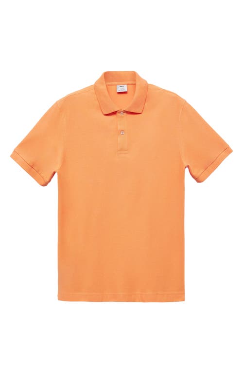 Shop Mango Relaxed Cotton Piqué Knit Polo In Pastel Orange