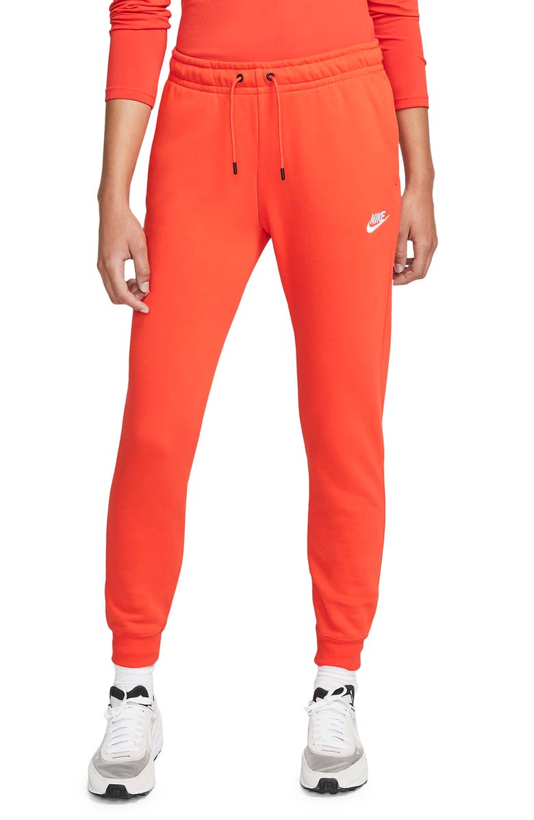 NIKE Sportswear Essential Fleece Pants, Main, color, CHILE RED/ WHITE