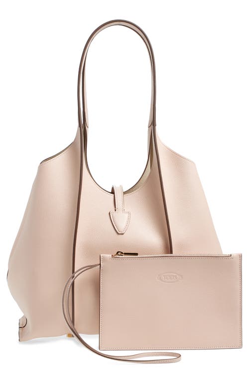 Shop Tod's Small Logo Leather Shopper Tote In Rosa Kiss