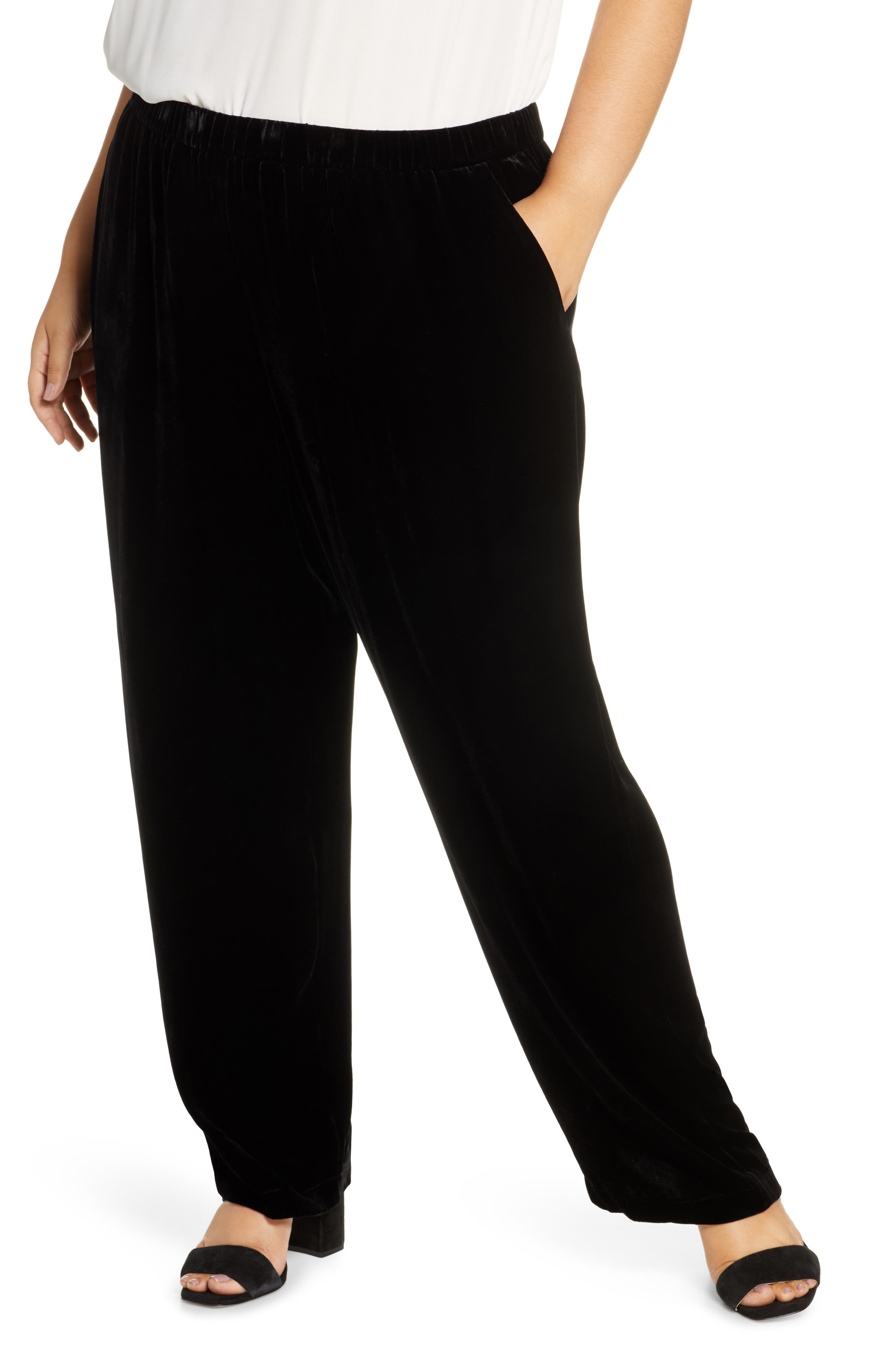 straight leg velvet pants