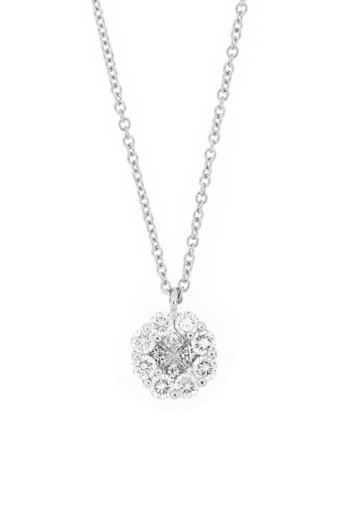 Mika Mixed Diamond Round Pendant Necklace in White Gold