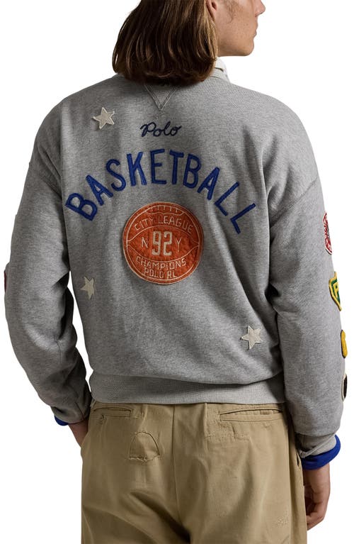 Shop Polo Ralph Lauren Basketball Appliqué Graphic Sweatshirt In Andover Heather