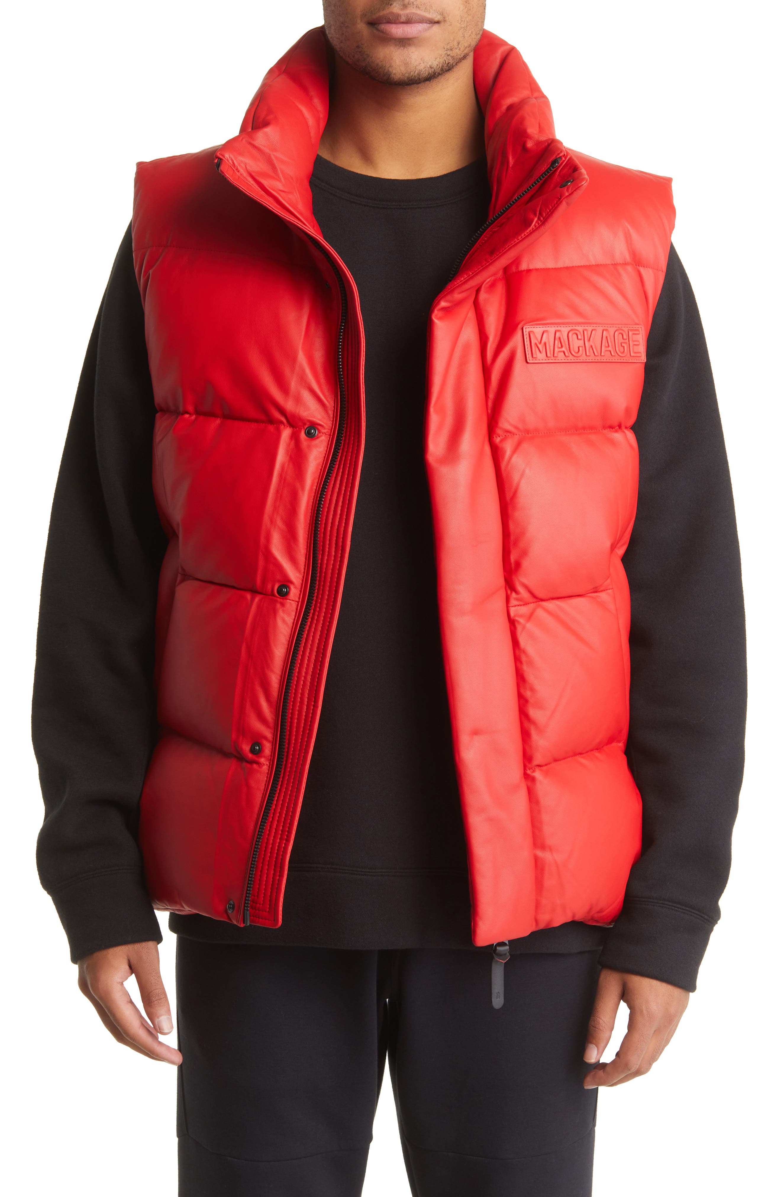 mens down vest red