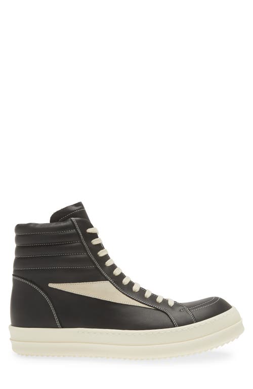 Rick Owens Vintage Suede-trimmed Leather High-top Sneakers In Black/ Milk/ Milk
