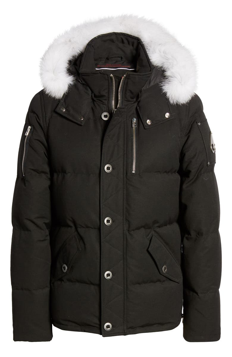 MOOSE KNUCKLES 3Q Genuine Fox Fur Trim Down Jacket, Alternate, color, BLACK