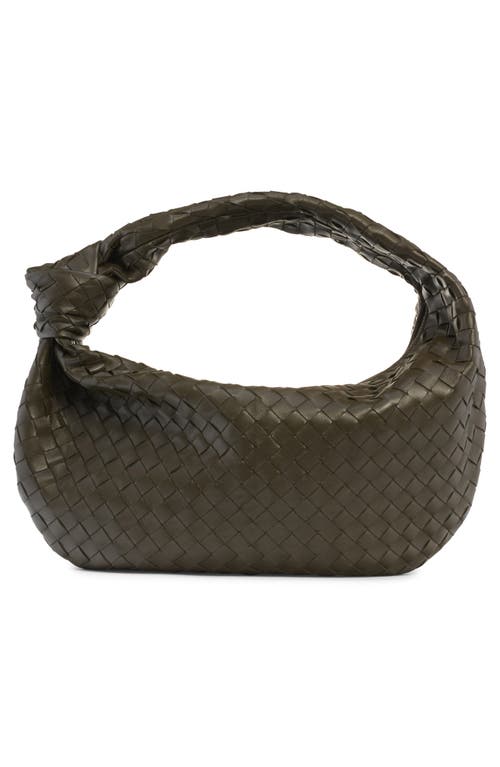 Bottega Veneta Bv Jodie Leather Hobo Bag In 3323 Kaki-gold