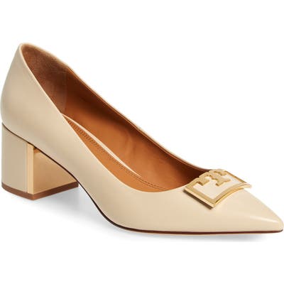 Tory Burch Gigi T Logo Pointy Toe Pump, Beige