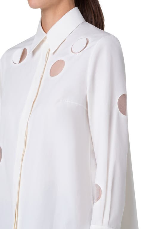 Akris Punto Dot Cutout Poplin Trapeze Shirt In Cream