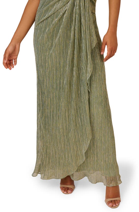 Shop Adrianna Papell One-shoulder Evening Gown In Green Slate