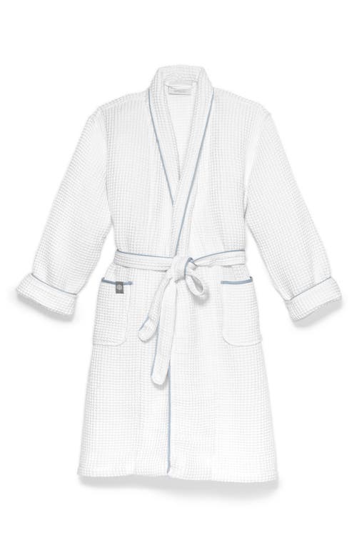 Boll & Branch Organic Cotton Waffle Robe In White/shore