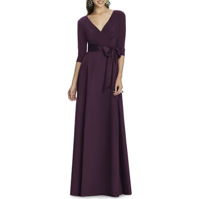 Alfred Sung Jersey & Mikado A-Line Gown, Purple