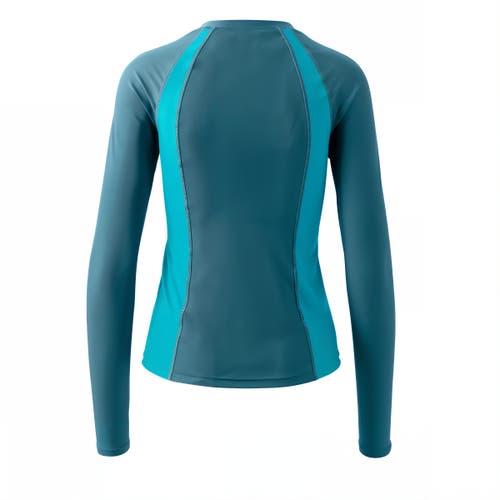 Shop Uv Skinz Long Sleeve Full Zip Rash Guard In Dark Teal