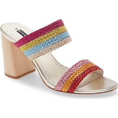 Alice + Olivia Loni Metallic Braided Strap Sandal, Brown