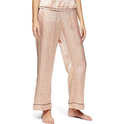 Topshop Tile Print Satin Pajama Pants, Pink