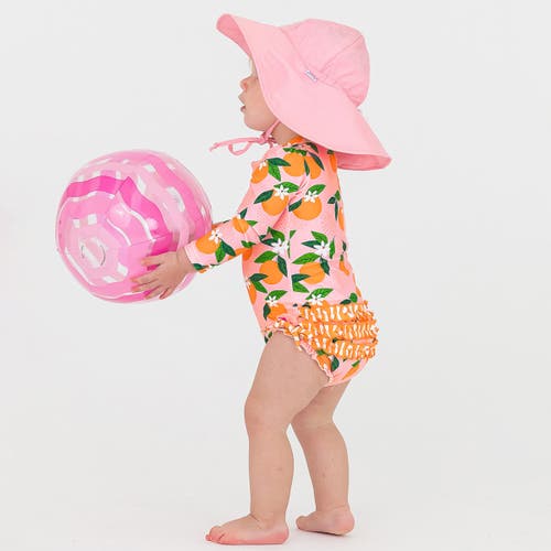 Shop Rufflebutts Toddler Girls Long Sleeve Upf50+ One Piece Rash Guard In Orange You The Sweetest