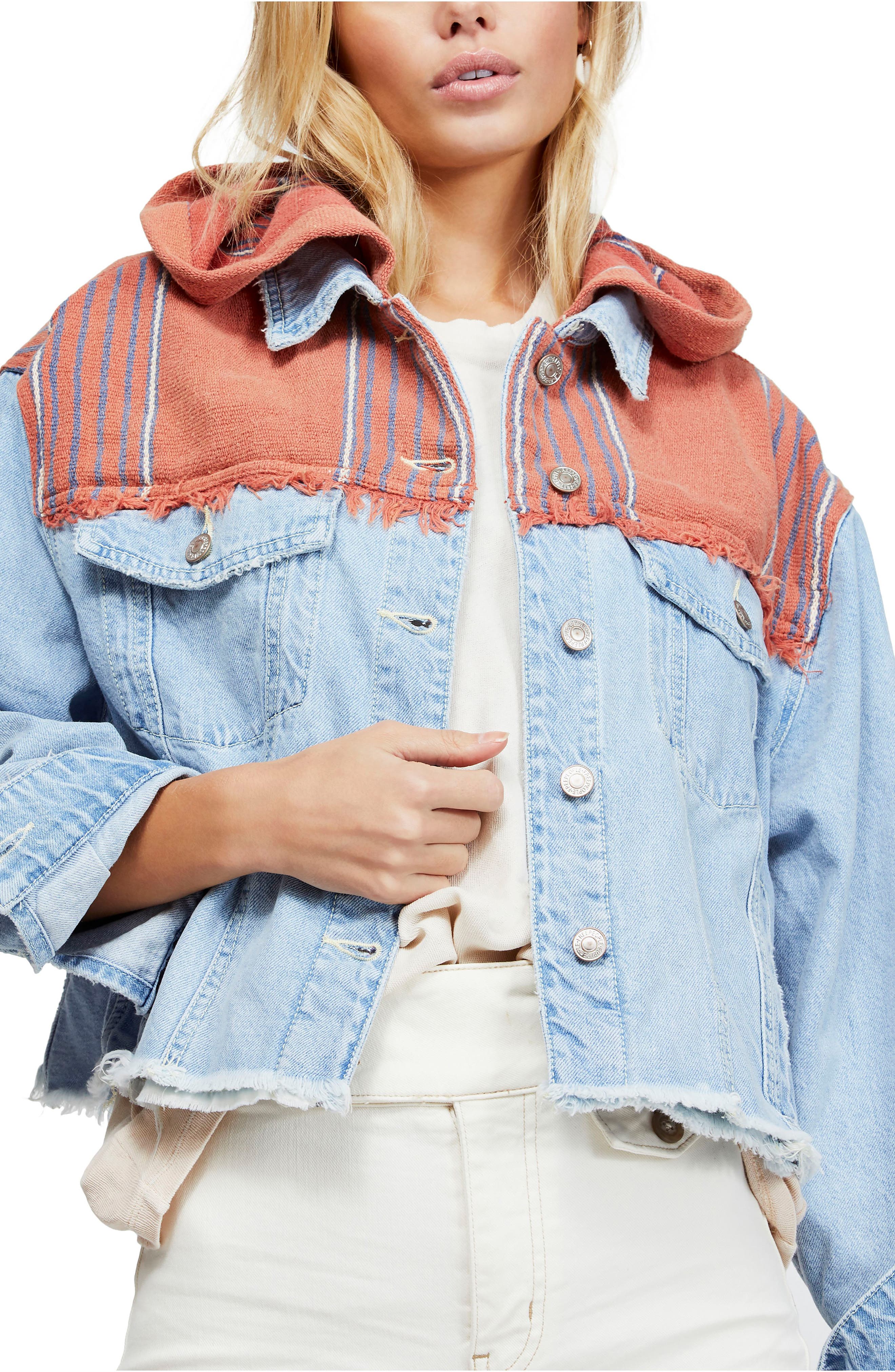 free people denim jacket with hood