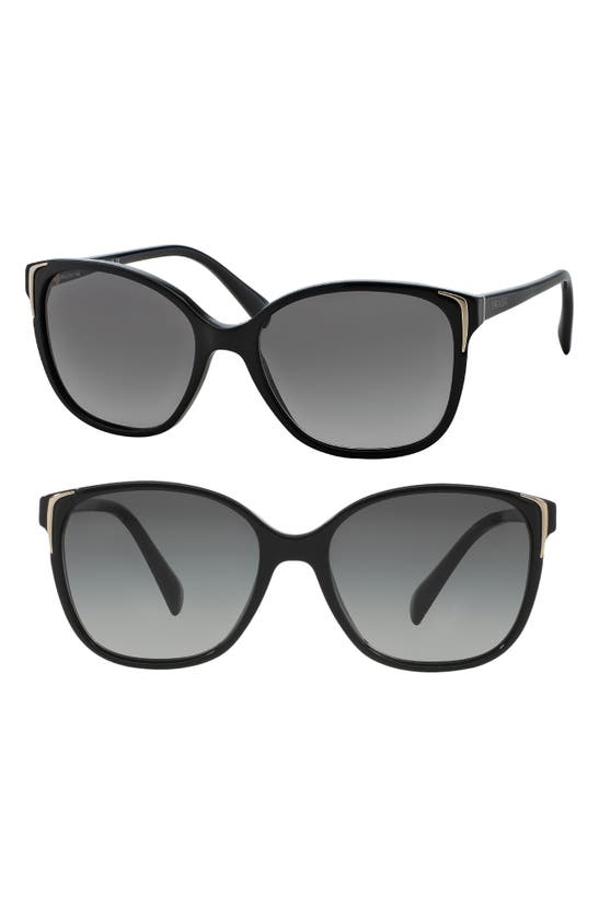Prada 55mm Cat Eye Sunglasses - Black/ Grey Gradient In Polar Gray Gradient