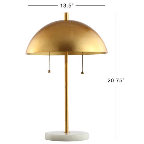 Jonathan Y Ella Dome Metal With Marble Base Led Table Lamp In Gold Leaf/white