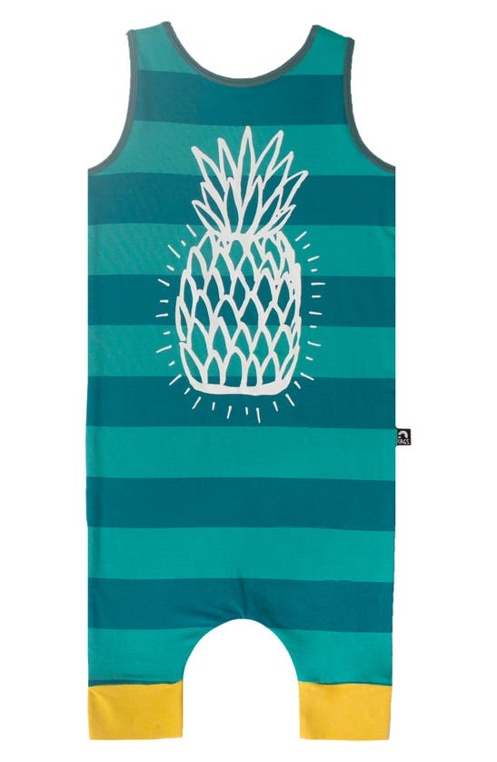 Shop Rags To Raches Rags Pineapple Print Tank Romper In Green/ Blue