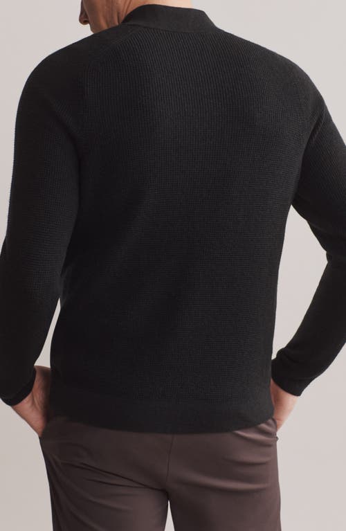 Shop Rhone Walden Wool & Cashmere Waffle Knit Quarter Zip Sweater In Black