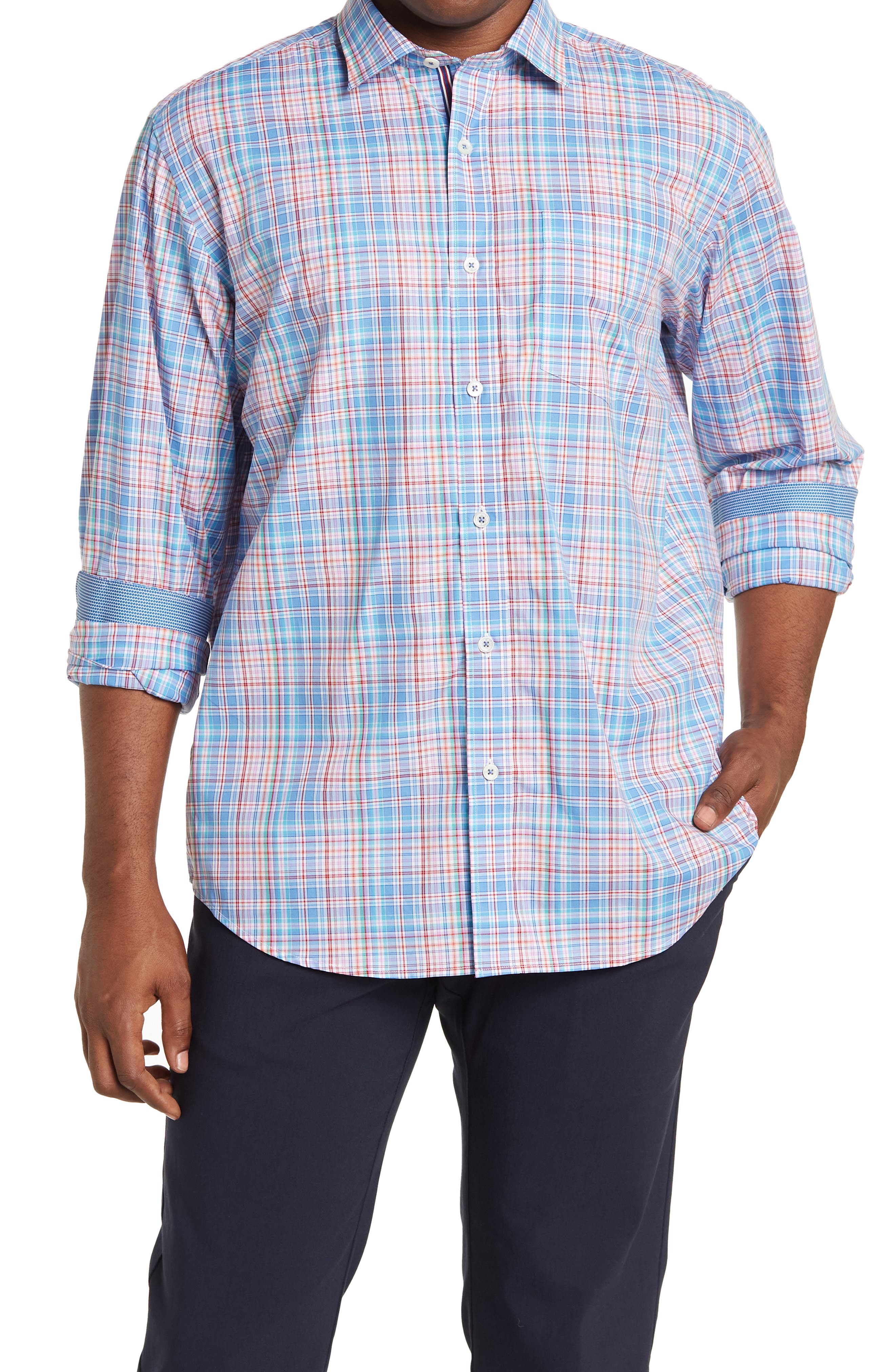 Bugatchi Plaid Print Long Sleeve 