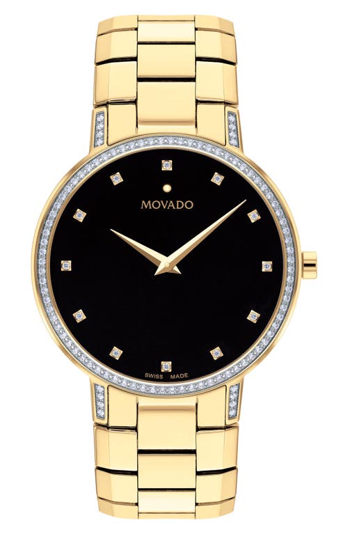 Movado Faceto Diamond Bracelet Watch, 39mm in Gold/Black at Nordstrom