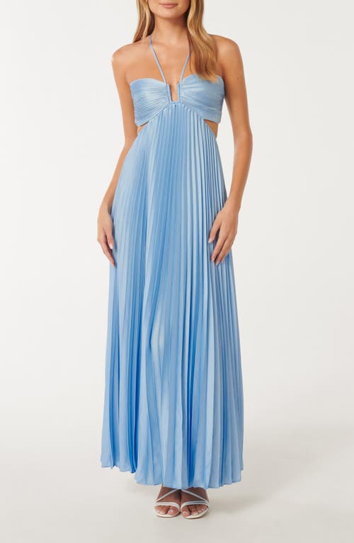 Trixie Cutout Pleated Maxi Dress in Clear Day
