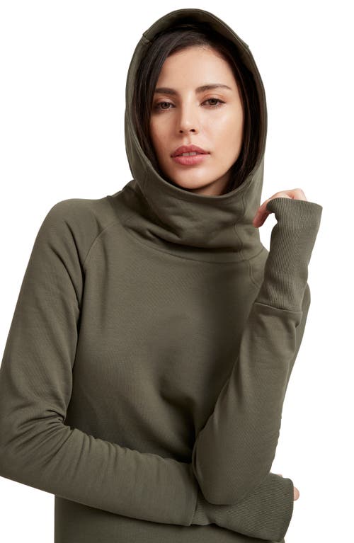 Marcella Walker Long Sleeve Hooded Sweatshirt Dress In Olive