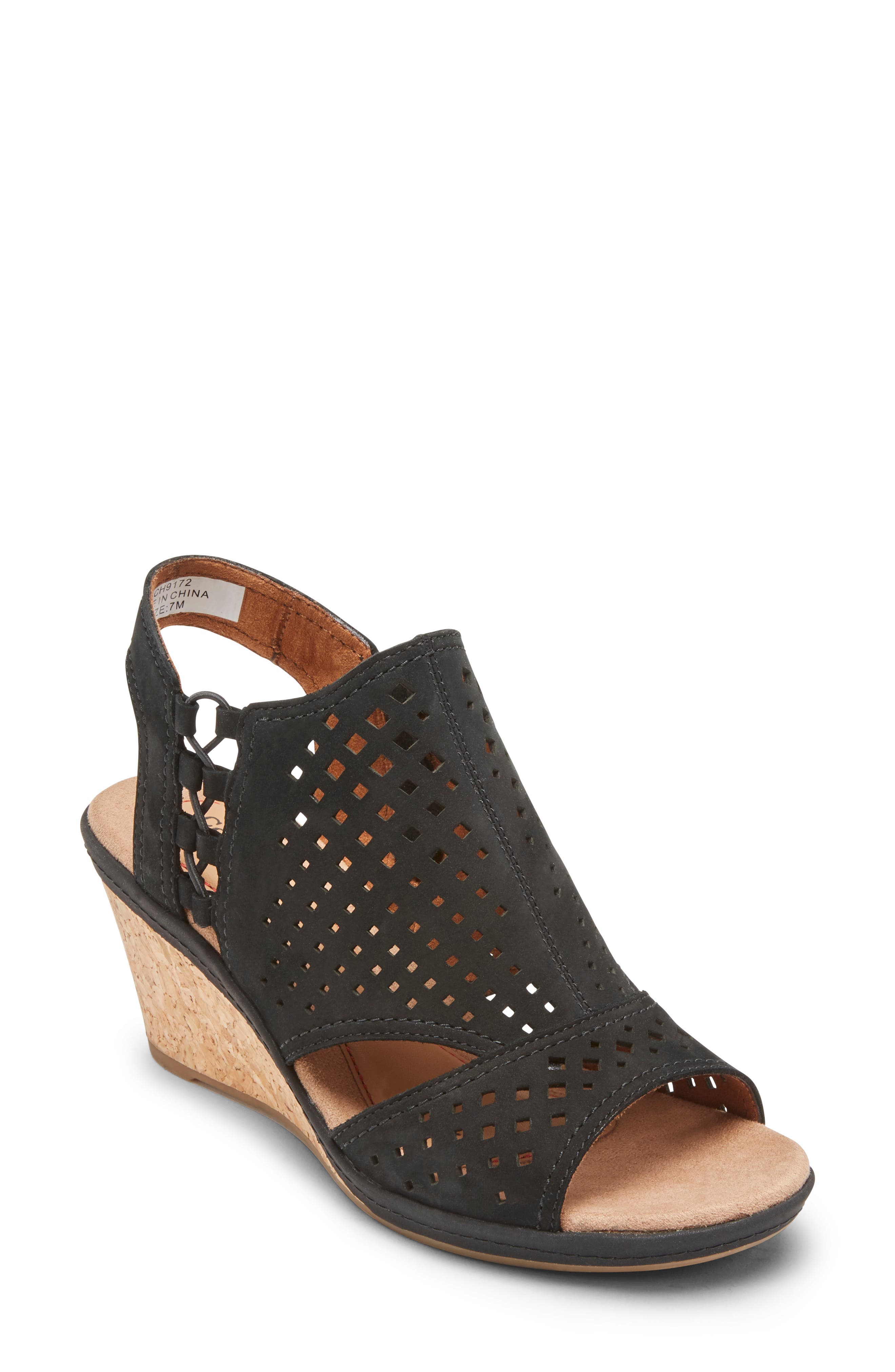 janna perforated wedge sandal