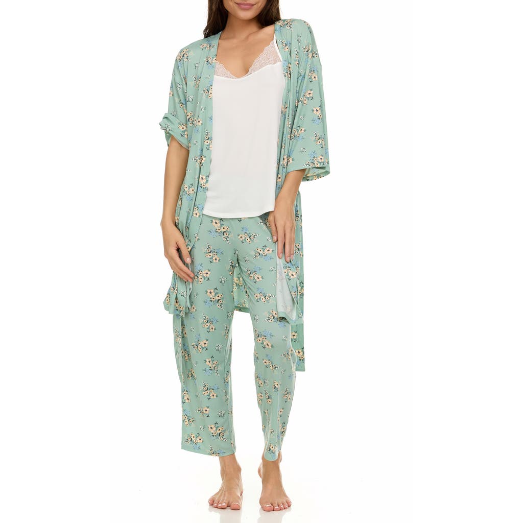 Flora By Flora Nikrooz Madison 3-piece Travel Pajamas In Sage