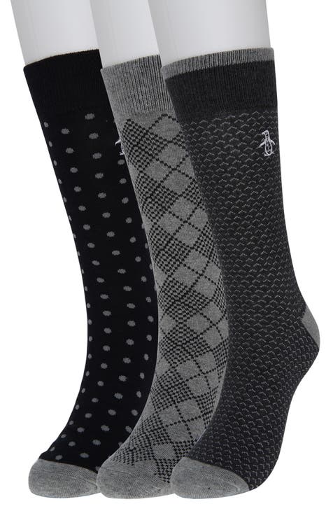 Vince Camuto Dot & Stripe Men's Crew Socks - 3 Pack - Free