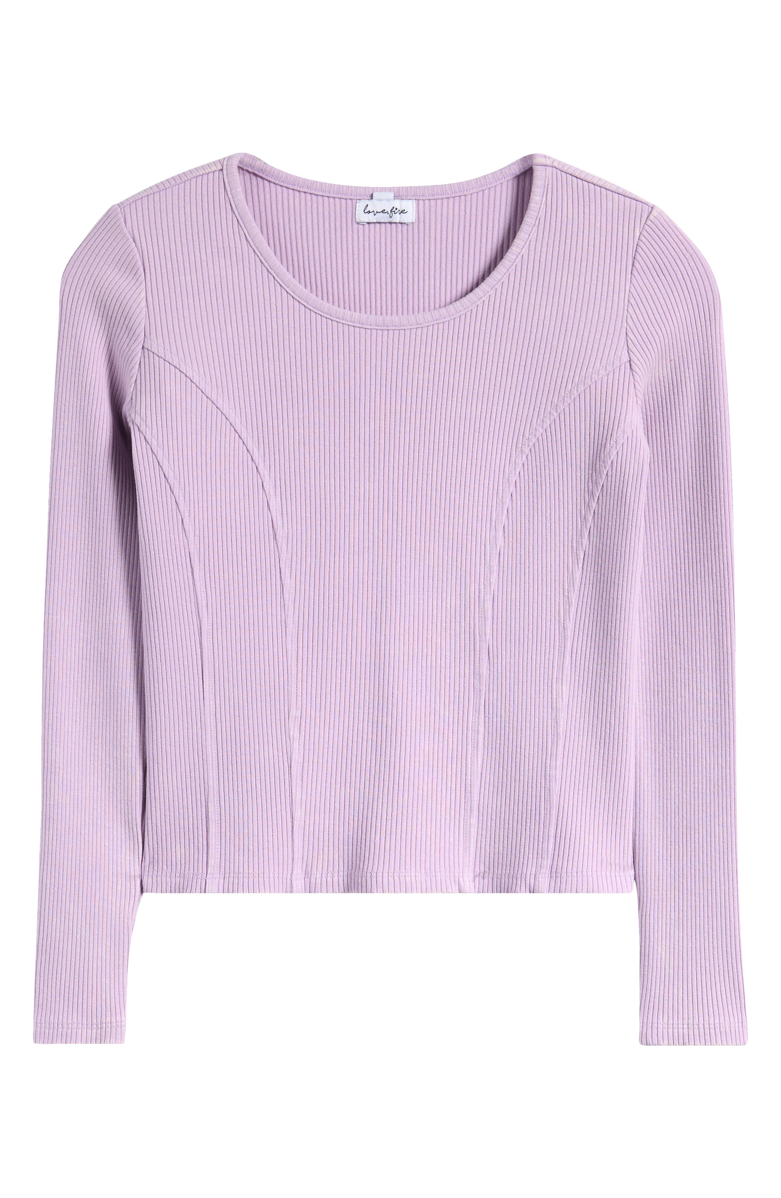 Love, Fire Kids' Long Sleeve Cotton Rib T-Shirt in Orchid Bloom 