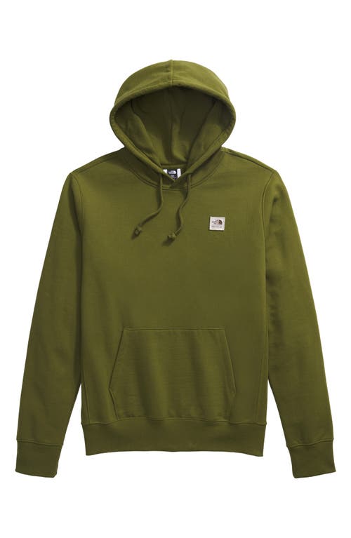 Shop The North Face Heritage Patch Recycled Cotton Blend Hoodie In Forest Olive/heritage Patch